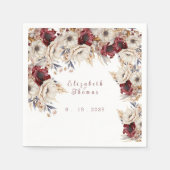 Serviette En Papier Beaux aquarelles Roses blanches  Pavots de Bourgog (Devant)