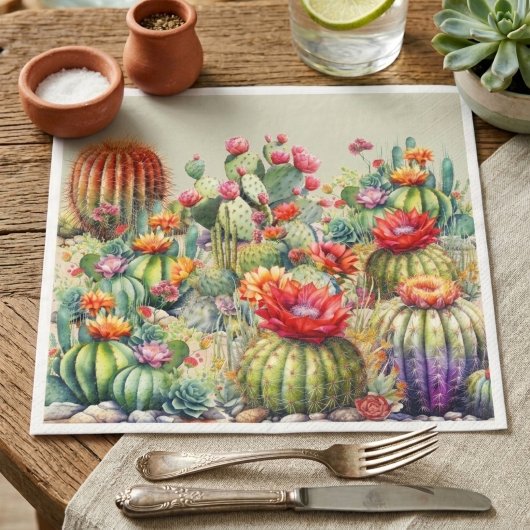 Serviette En Papier Beaux cactus en fleurs