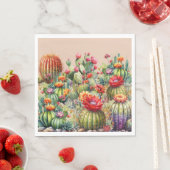 Serviette En Papier Beaux Cactus Fleuris (En situation)