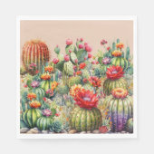 Serviette En Papier Beaux Cactus Fleuris (Devant)