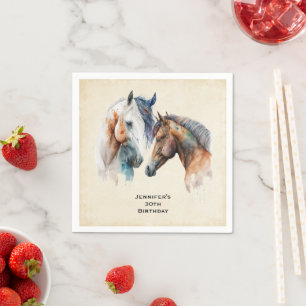 Serviette En Papier Beaux Chevaux Boho Occidental Style Anniversaire