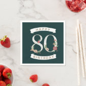 Serviette En Papier Beaux chiffres floraux 80e anniversaire serviettes (En situation)