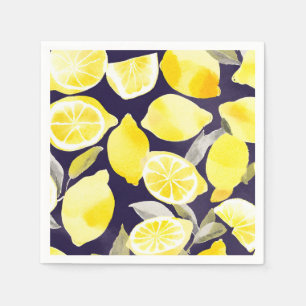 Serviette En Papier Beaux citrons jaunes Aquarelle mignonne