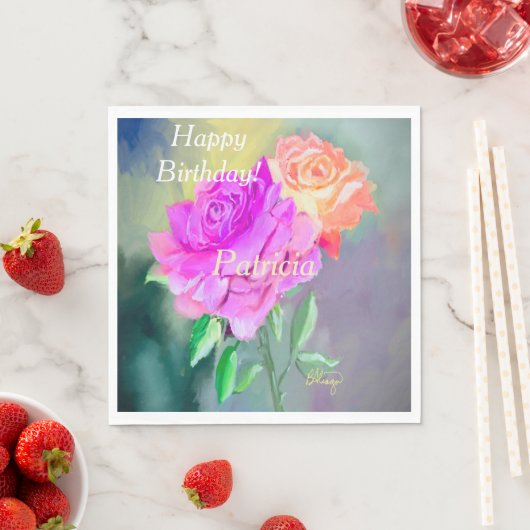 Serviette En Papier Beaux Essentiels Roses pour des occasions spéciale (En situation)