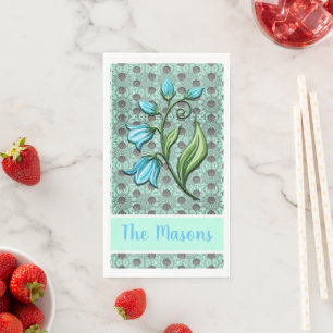 Serviette En Papier Beaux-fleurs Pois vert, noir et gris