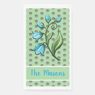 Serviette En Papier Beaux-fleurs Pois vert, noir et gris