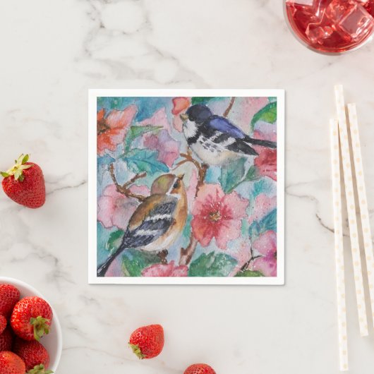 Serviette En Papier Beaux oiseaux nappes printemps (En situation)