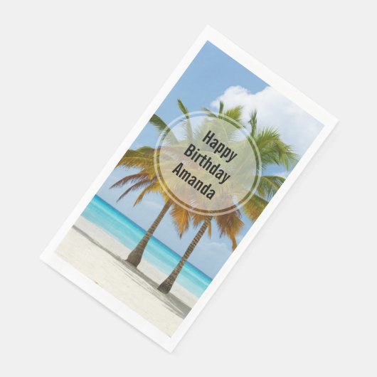 Serviette En Papier Beaux palmiers sur une plage tropicale (Coin)