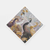 Serviette En Papier Beaux Paons Blancs Dorés de Noël (Coin)