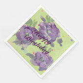 Serviette En Papier Beaux roses violets avec un morceau de rose (Coin)