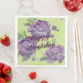 Serviette En Papier Beaux roses violets avec un morceau de rose (En situation)