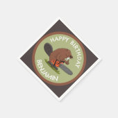 Serviette En Papier Beaver avec tronçonneuse drôle d'anniversaire pers (Coin)