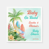 Serviette En Papier Bébé à bord baby shower de surf tropical personnal (Devant)