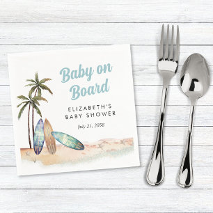 Serviette En Papier Bébé À Bord Du Baby shower De Plage Surf