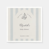Serviette En Papier Bébé à bord Elégant Baby shower Blue Sailboat (Devant)