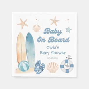 Serviette En Papier Bébé à bord Fête de bébé Planche de surf Plage