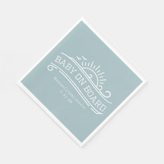 Serviette En Papier Bébé à bord surf Baby shower bleu (Coin)