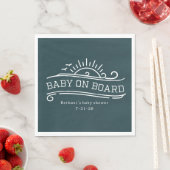 Serviette En Papier Bébé à bord Surf Baby shower bleu ardoise (En situation)