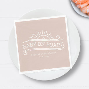 Serviette En Papier Bébé à bord surf Baby shower rose