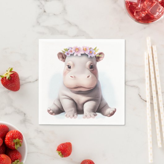 Serviette En Papier Bébé adorable Hippopotamus (En situation)