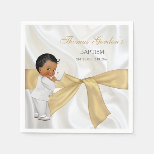 Serviette En Papier Bébé Africain Américain Baptême Baptême Baptême Ba (Devant)