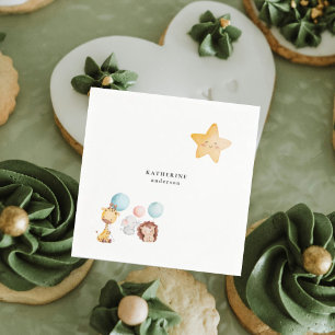 Serviette En Papier Bébé Animaux avec Ballons Baby shower mignon