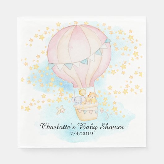 Serviette En Papier Bébé Animaux Chaud Air Balloon Douche Papier servi (Devant)