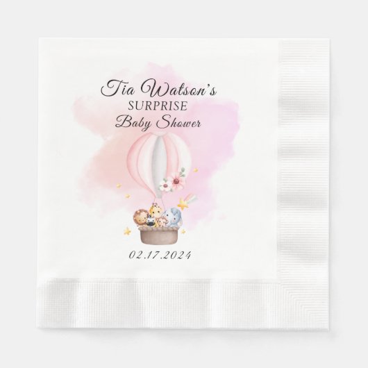 Serviette En Papier Bébé Animaux dans une table de ballon à air chaud (Devant)