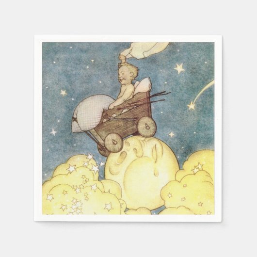 Serviette En Papier Bébé Aventures avec papier lune (Devant)