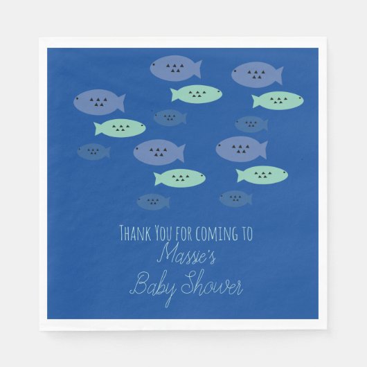 Serviette En Papier Bébé Baignade Poisson Bleu Shower Bébé (Devant)