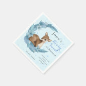 Serviette En Papier Bébé Bambi & Fleurs Lune Poussière bleu Anniversai (Coin)