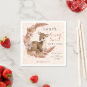 Serviette En Papier Bébé Bambi & Fleurs Lune Poussière Rose Anniversai (En situation)