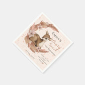 Serviette En Papier Bébé Bambi & Fleurs Lune Poussière Rose Anniversai (Coin)