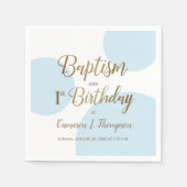 Serviette En Papier Bébé Bébé Baptême Bleu Or 1er anniversaire Personn (Devant)