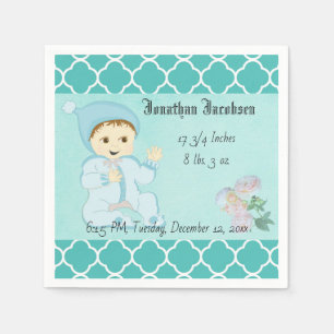 Serviette En Papier Bébé bébé garçon en bleu avec fleurs