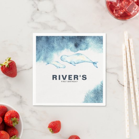 Serviette En Papier Bébé Beluga | Ocean Birthday Party (En situation)