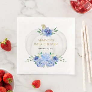 Serviette En Papier Bébé bleu blanc vert fleuri blanc citrouille
