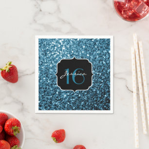 Serviette En Papier Bébé bleu clair faux parties scintillant scintille