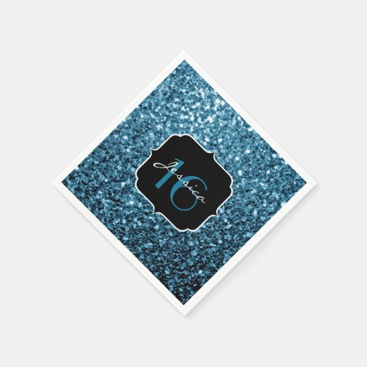 Serviette En Papier Bébé bleu clair faux parties scintillant scintille (Coin)