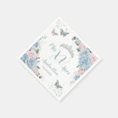 Serviette En Papier Bébé bleu clair rose papillon floral Quinceañera (Coin)