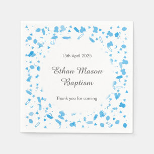 Serviette En Papier Bébé Bleu Confetti Baptême Christening