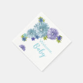 Serviette En Papier Bébé Bleu En Fleur Brunch Douche (Coin)