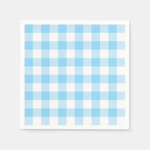 Serviette En Papier Bébé bleu et carreaux de buffle blanc Gingham