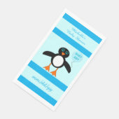 Serviette En Papier Bébé Bleu mignon Pingouin Baby shower personnalisé (Coin)