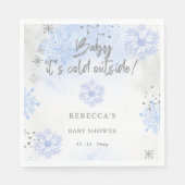 Serviette En Papier Bébé bleu son Baby shower d'hiver froid à l'extéri (Devant)