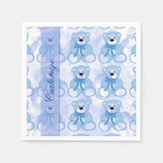 Serviette En Papier Bébé bleu Teddy Ours Motif serviettes (Devant)
