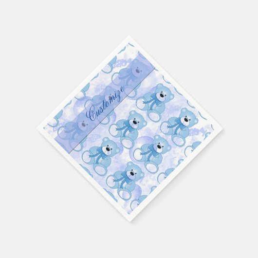 Serviette En Papier Bébé bleu Teddy Ours Motif serviettes (Coin)