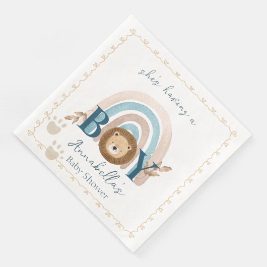Serviette En Papier Bébé Boho mignon Lion Lion Pawprints (Coin)