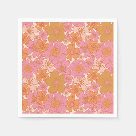 Serviette En Papier Bébé Boho rose Super rétro en fleur (Devant)