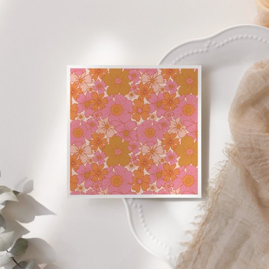 Serviette En Papier Bébé Boho rose Super rétro en fleur